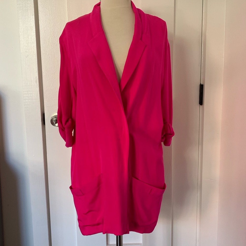 HOT HOT Pink 100% silk oversized blazer